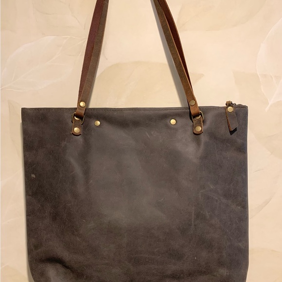 In Blue Handmade Classic Leather Tote Bag - Picture 2 of 3